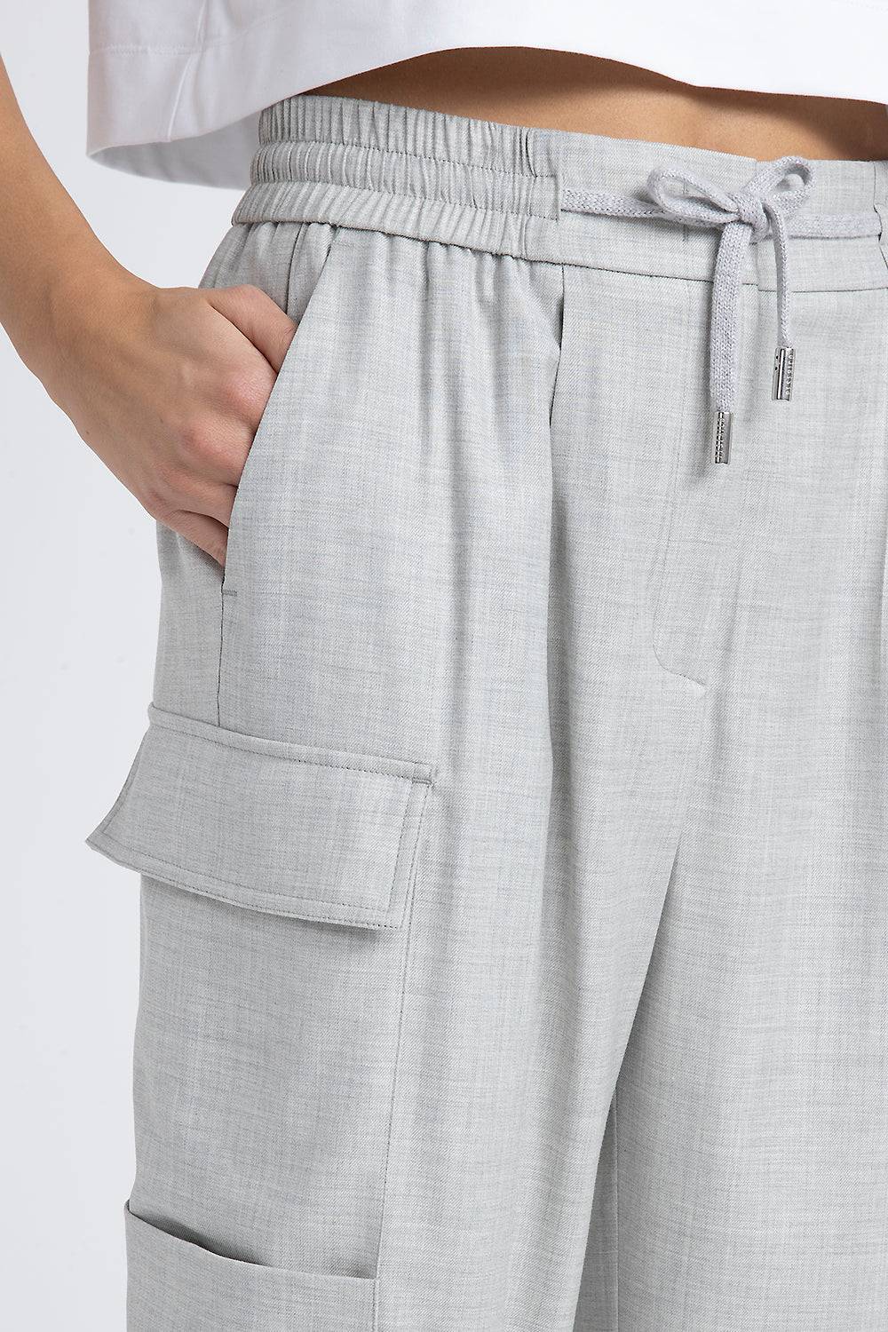 Peserico Pantalone baggy con tasche cargo in lana viscosa Economico