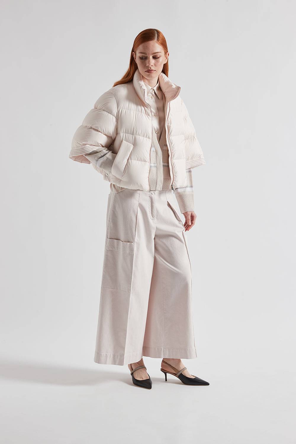Peserico Pantalone gamba larga in gabardina di cotone seta tencel Online