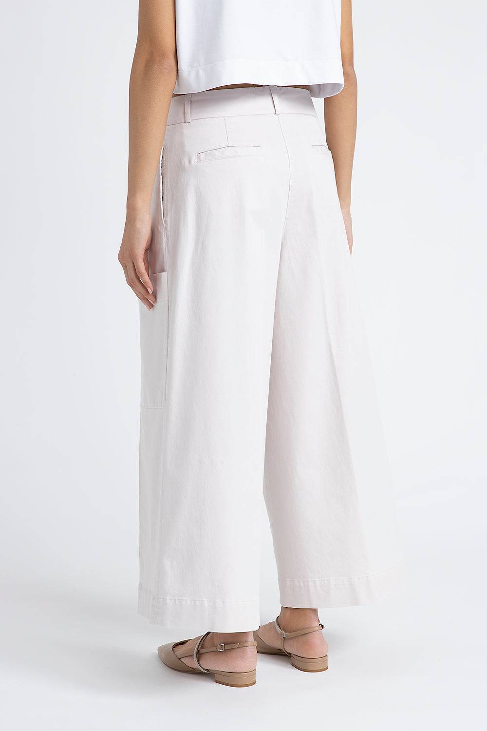 Peserico Pantalone gamba larga in gabardina di cotone seta tencel Online
