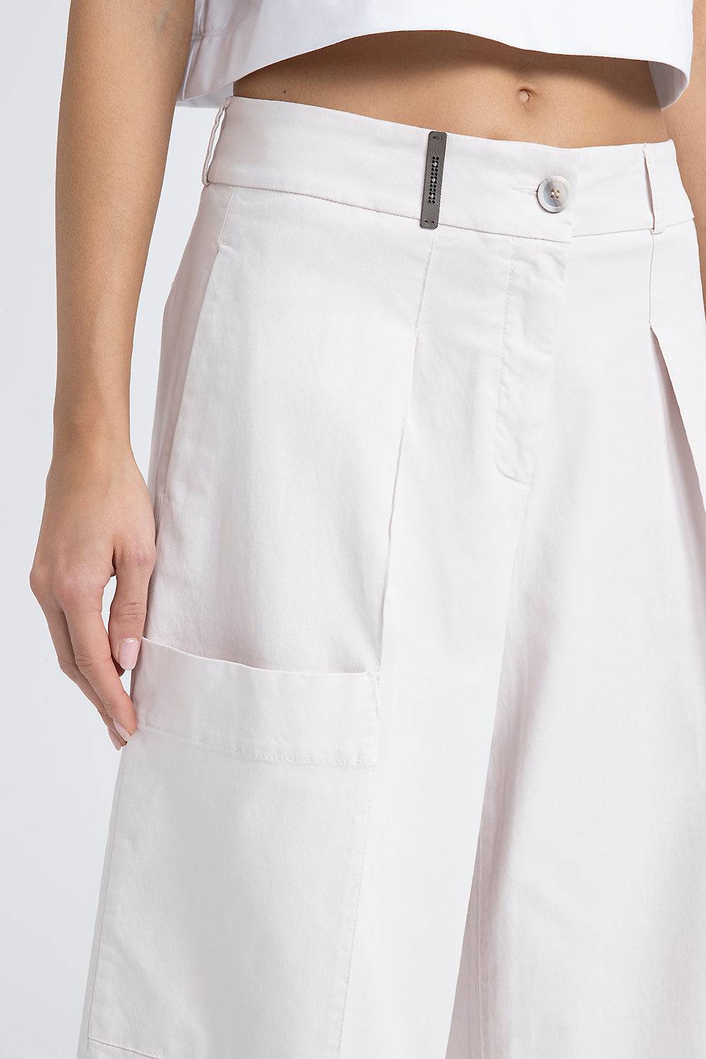 Peserico Pantalone gamba larga in gabardina di cotone seta tencel Online