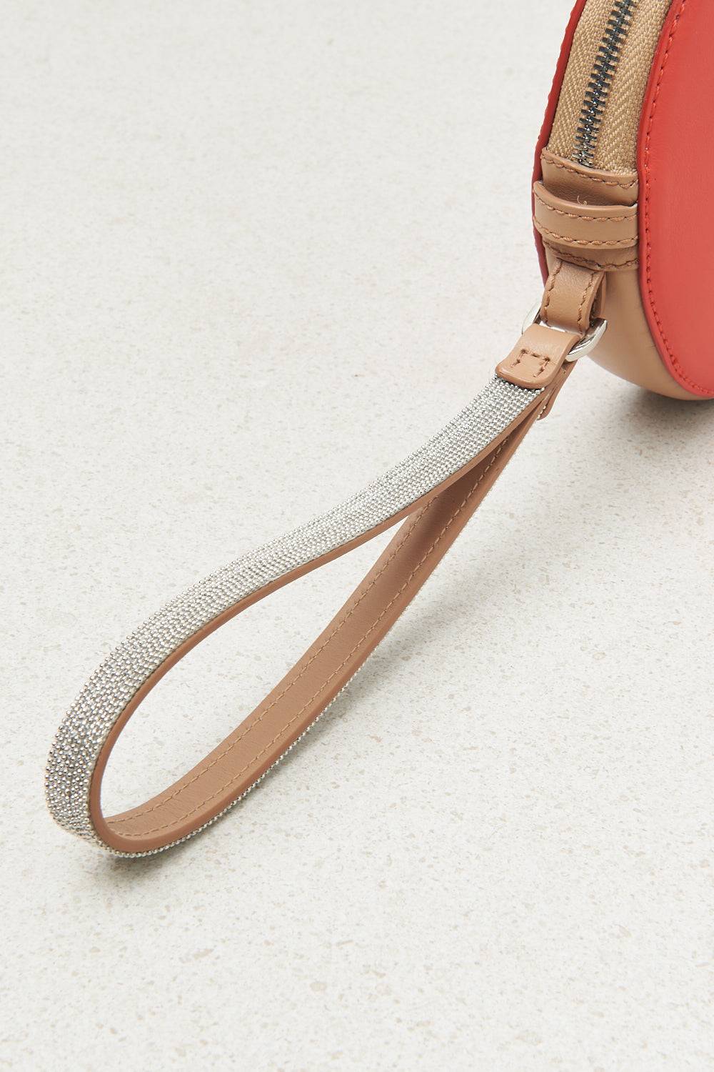 Peserico Borsa rotonda in vera pelle con polsiera e tracolla Saldi Di Fabbrica