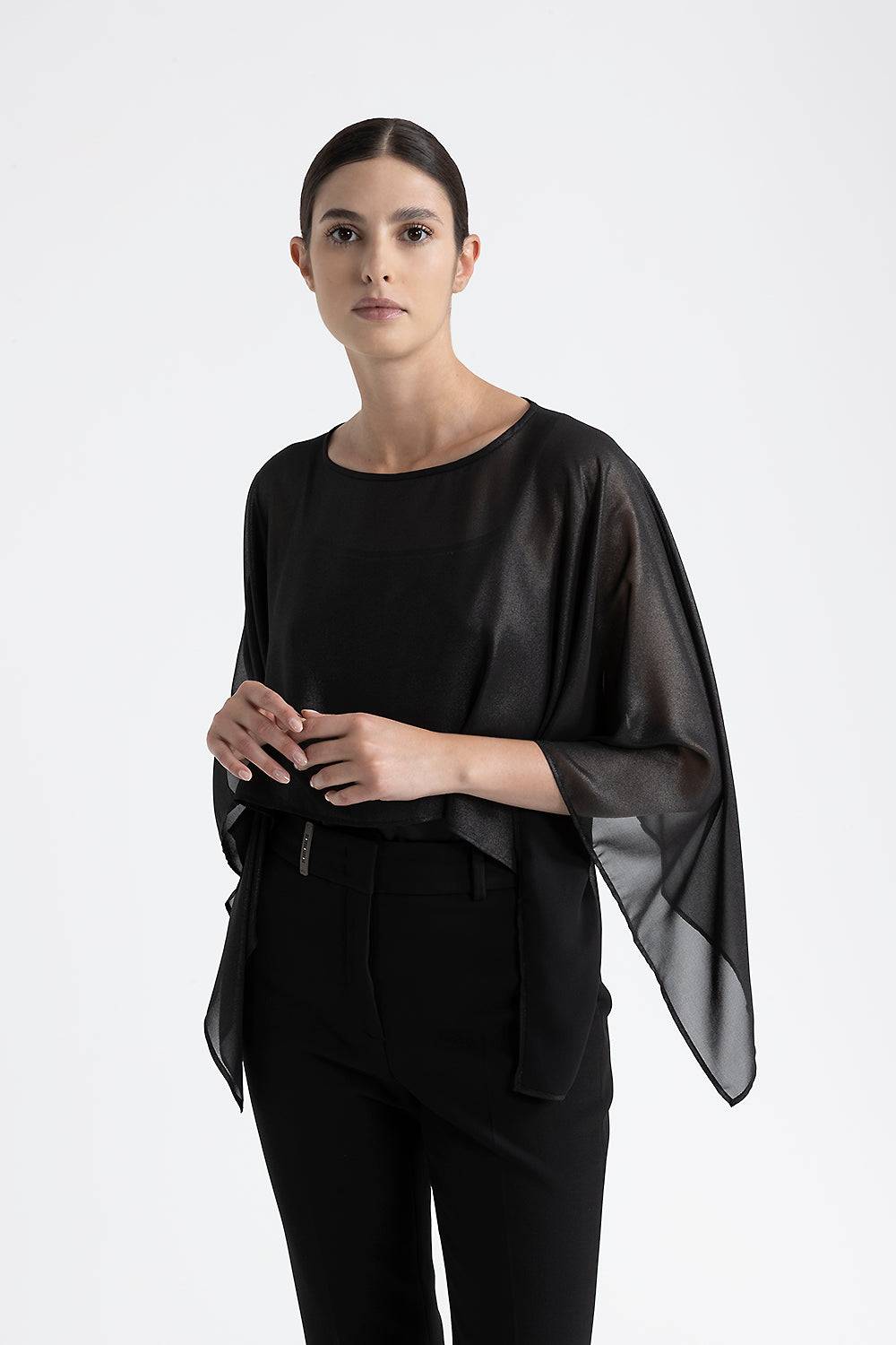 Peserico Poncho georgette laminata effetto bagnato