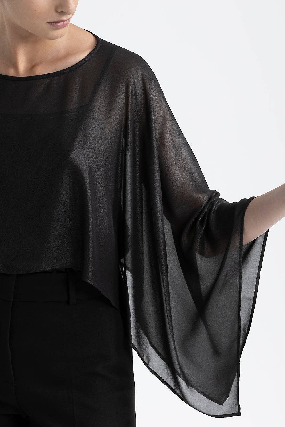 Peserico Poncho georgette laminata effetto bagnato In Saldo