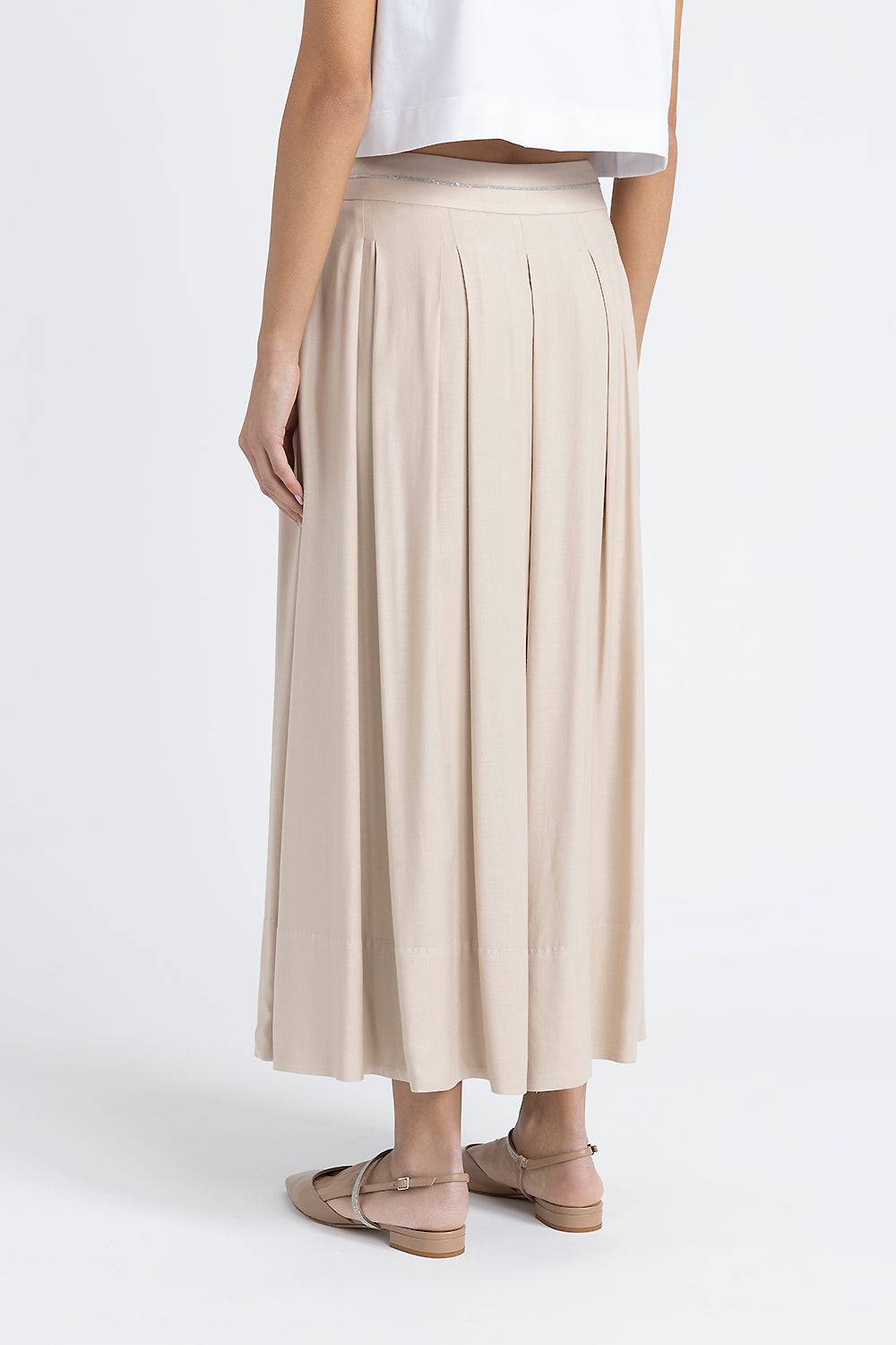 Peserico Gonna lunga a pieghe in twill di lana e viscosa Fino Al -60%
