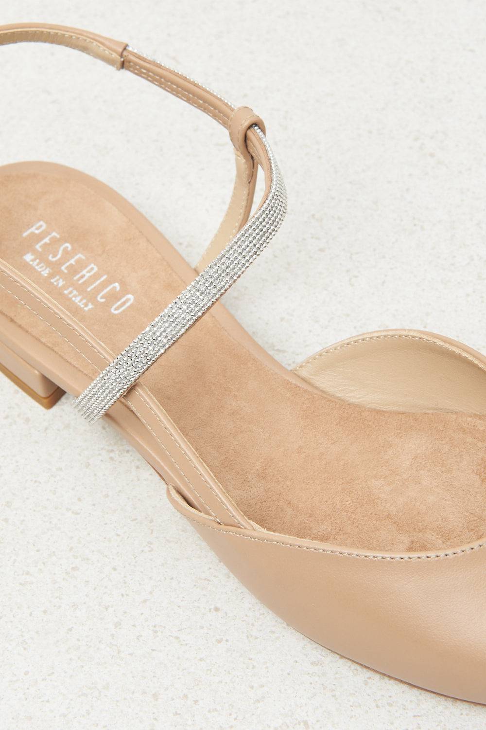 Peserico Ballerine slingback flat in pelle con Punto Luce Presa