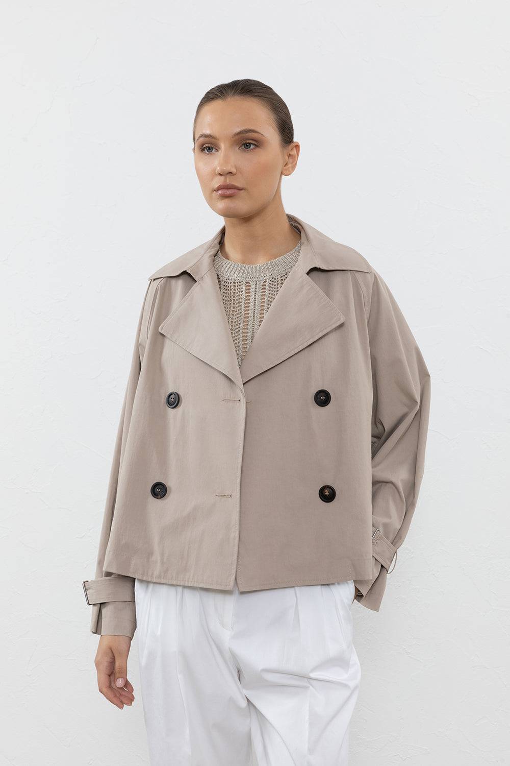Peserico Trench corto in gabardina di cotone tecnica Economico