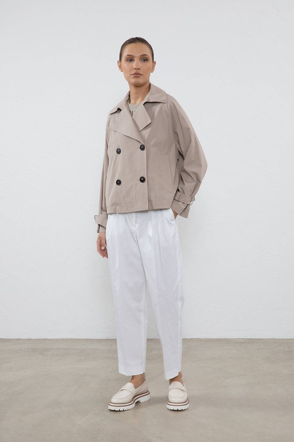 Peserico Trench corto in gabardina di cotone tecnica Economico