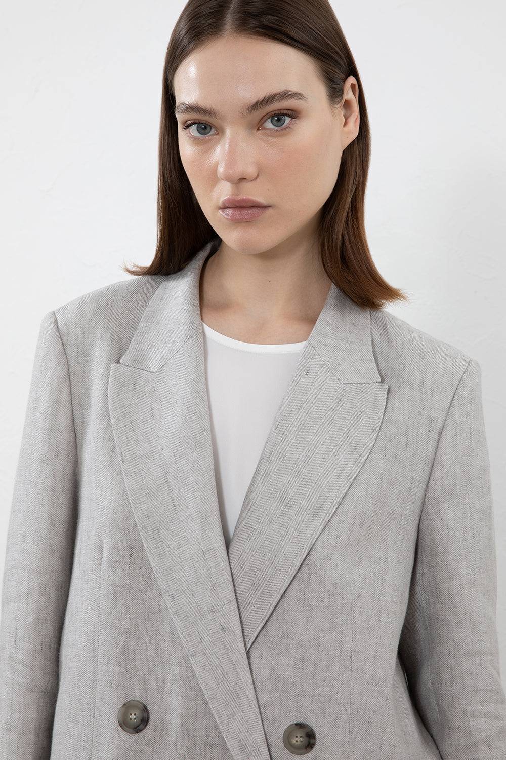 Peserico Blazer doppiopetto in puro lino In Vendita