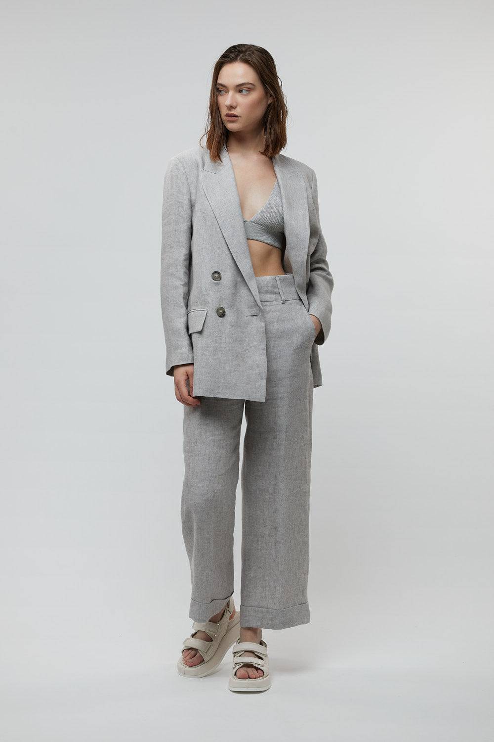 Peserico Blazer doppiopetto in puro lino In Vendita