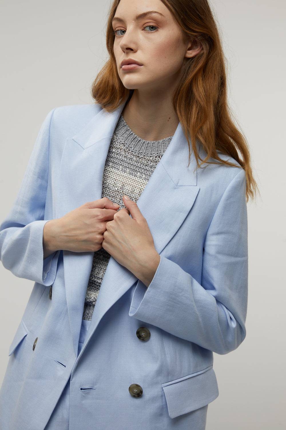 Peserico Blazer doppiopetto in gabardina di puro lino Saldi