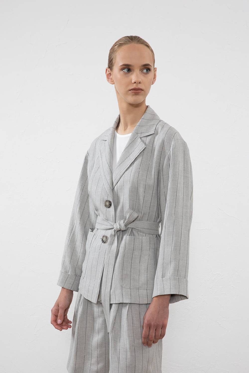 Peserico Blazer monopetto in lino, viscosa e lurex