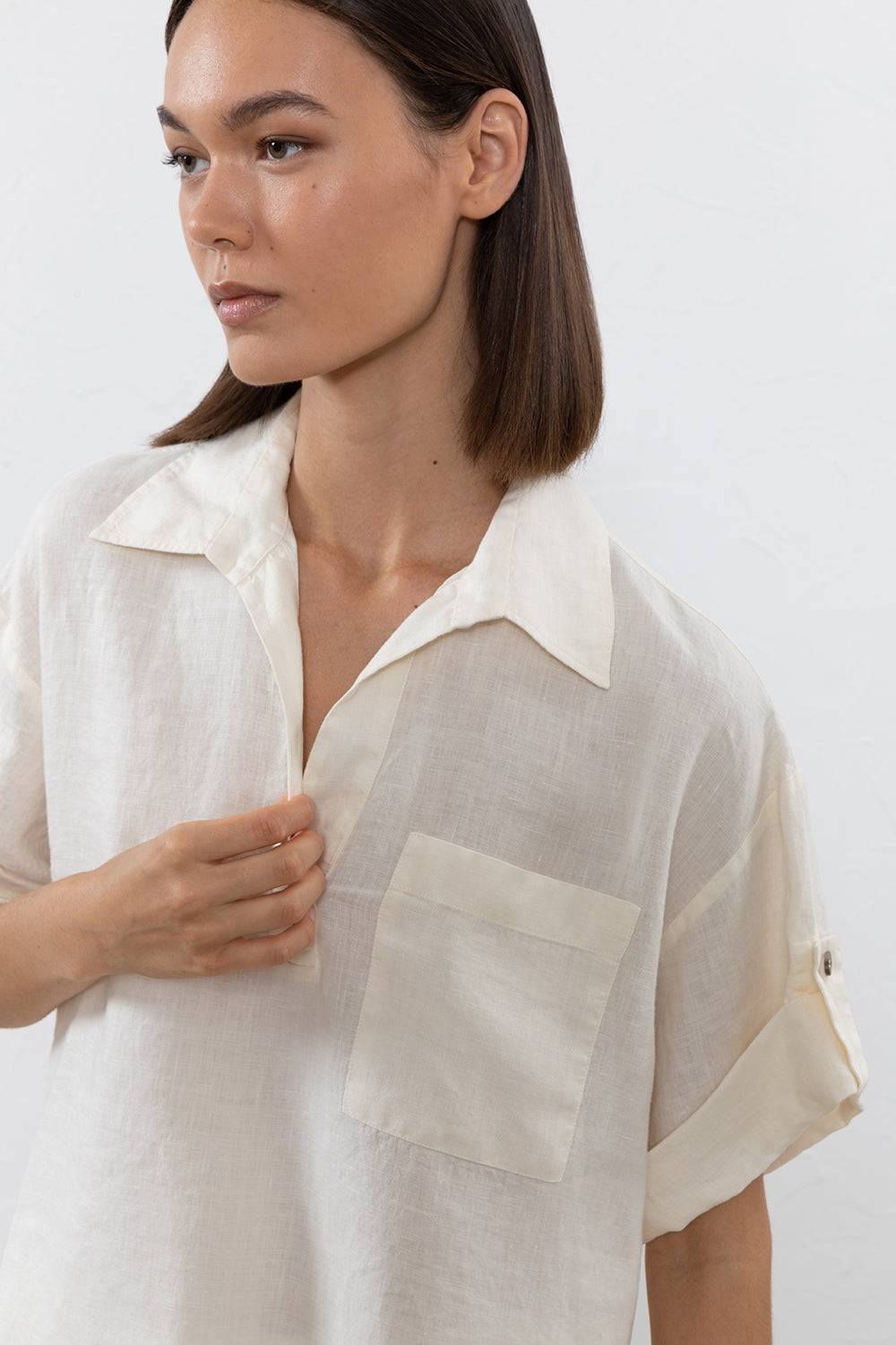Peserico Blusa in tela di puro lino Vendite Flash