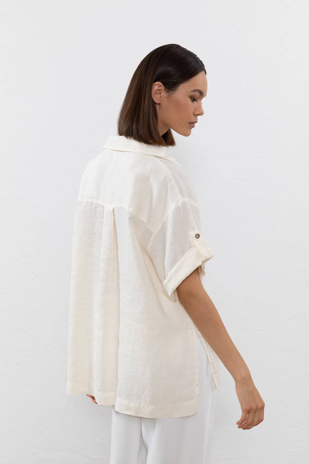 Peserico Blusa in tela di puro lino Vendite Flash