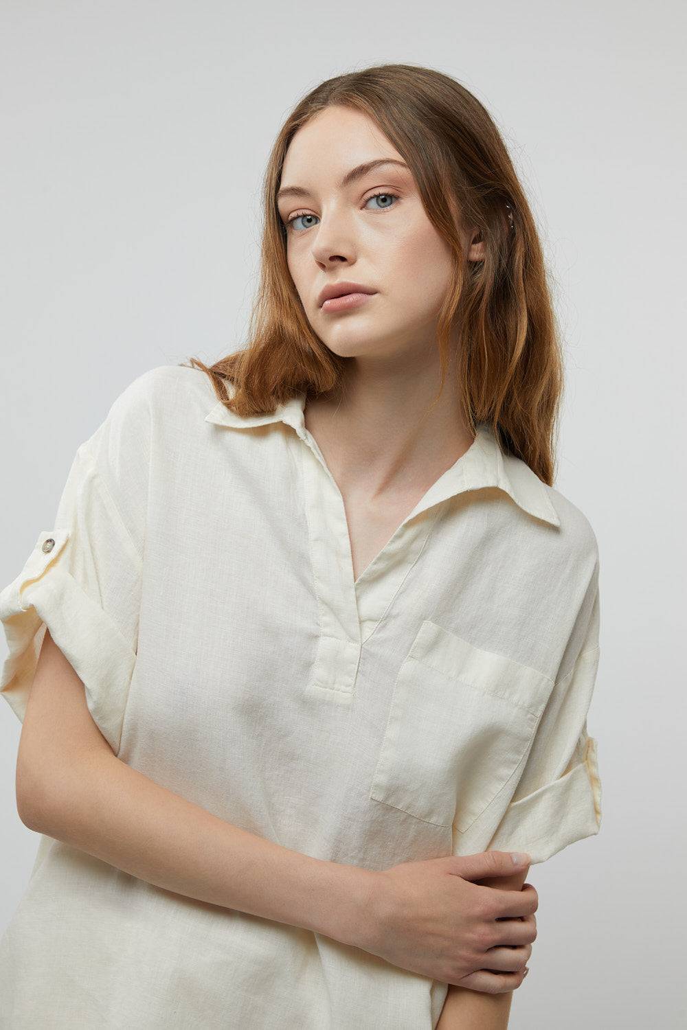 Peserico Blusa in tela di puro lino Vendite Flash
