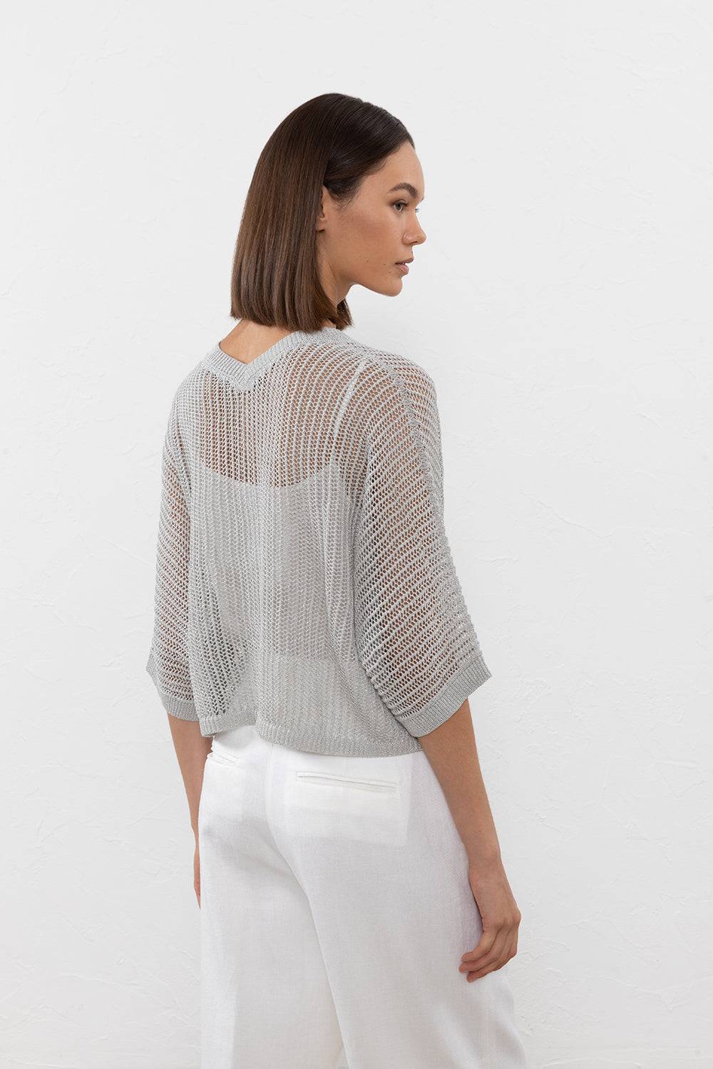 Peserico Maglia in filato di lino cotone crepe e lurex Italy