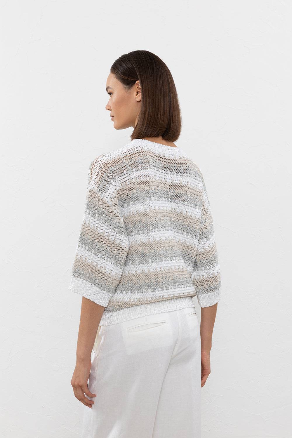Peserico Maglia in filato di viscosa, lino, tencel e paillettes In Linea
