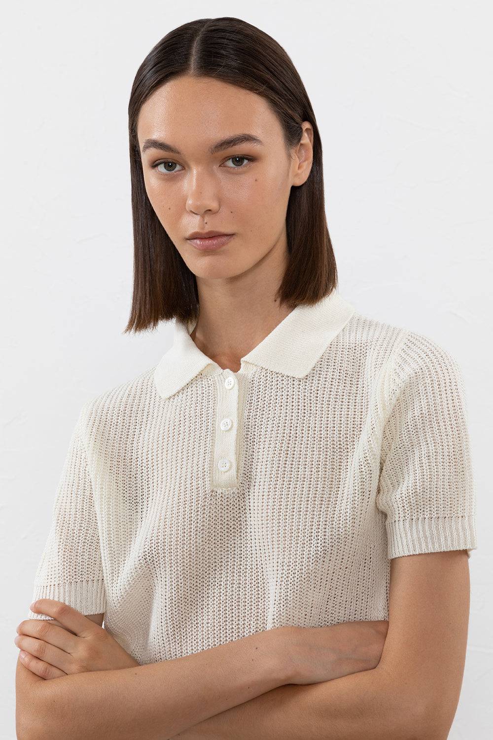 Peserico Maglia in filato di lino cotone crepe melange Nuovo