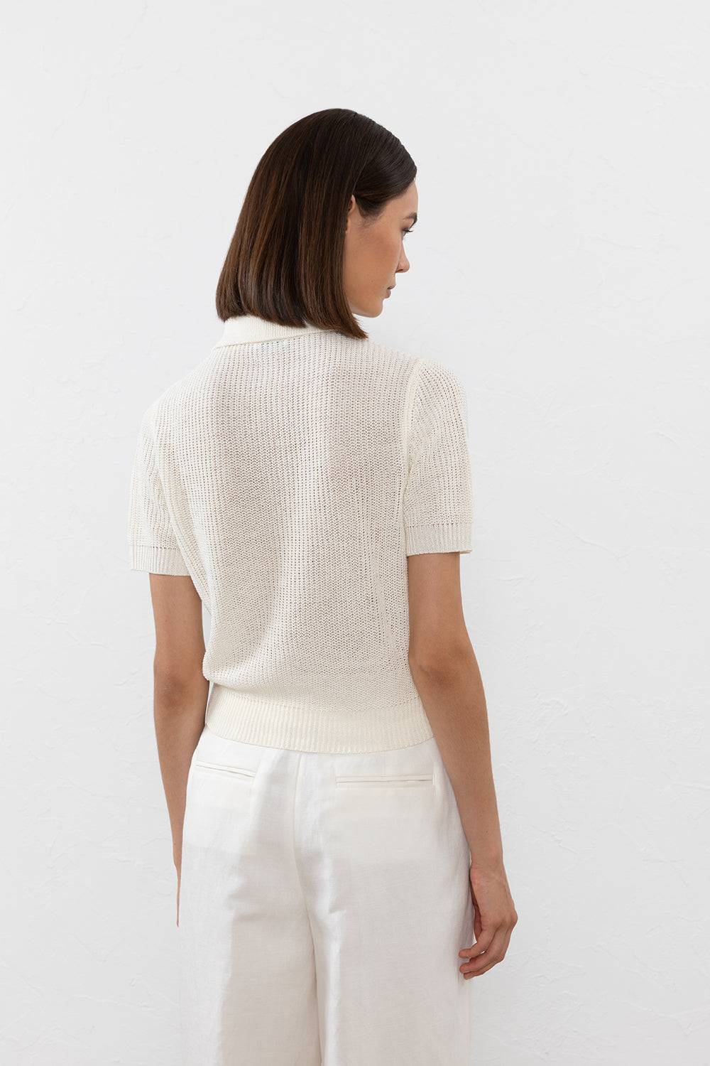 Peserico Maglia in filato di lino cotone crepe melange Nuovo