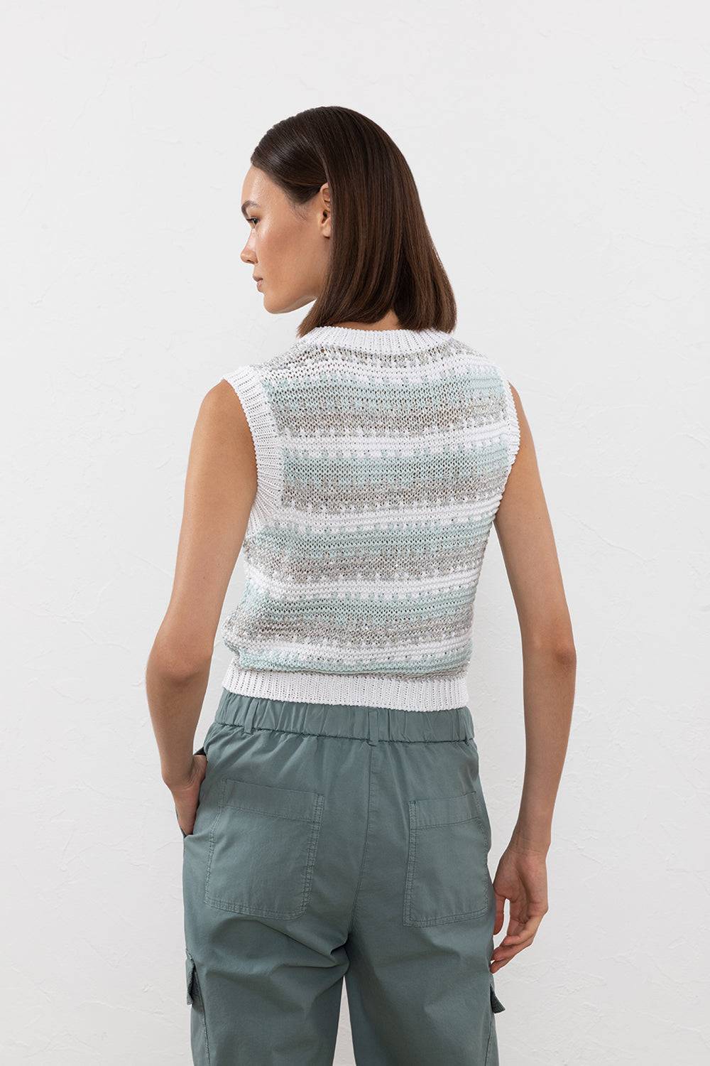 Peserico Top in filato di viscosa, lino, lurex e paillettes Promozione