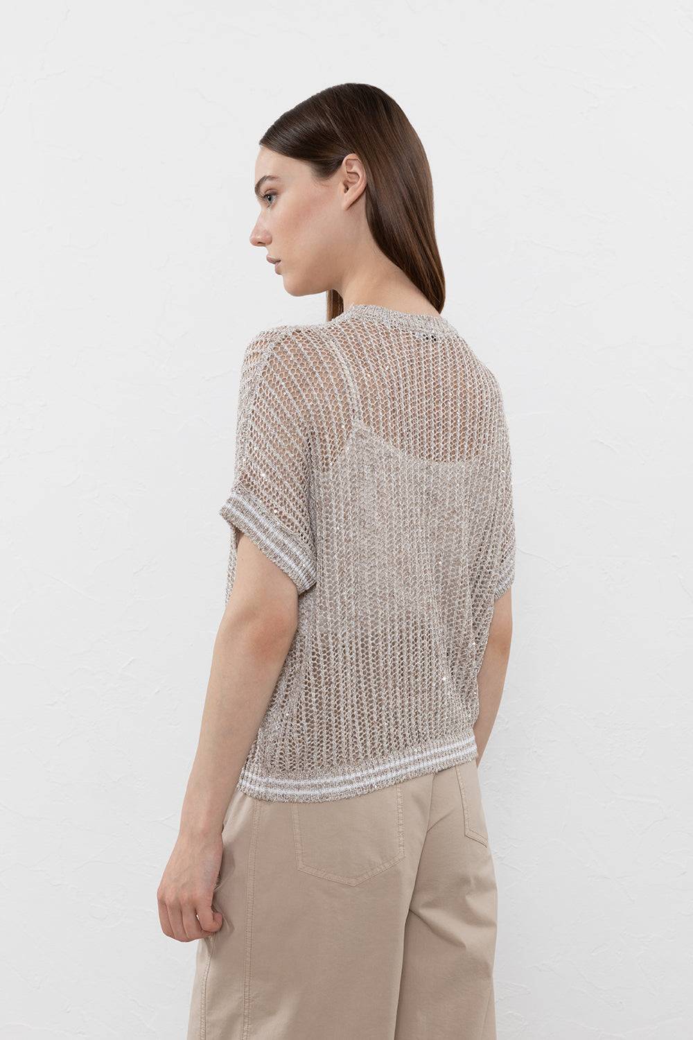 Peserico Maglia in filato di lino, viscosa e paillettes Spedizione Gratuita