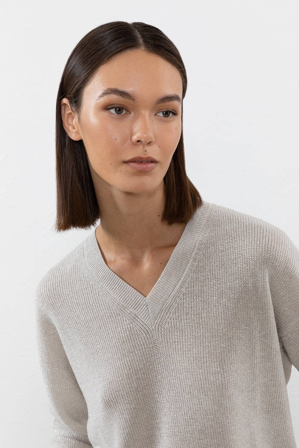 Peserico Maglia in filato di lino cotone crepe e lurex Soddisfazione Garantita