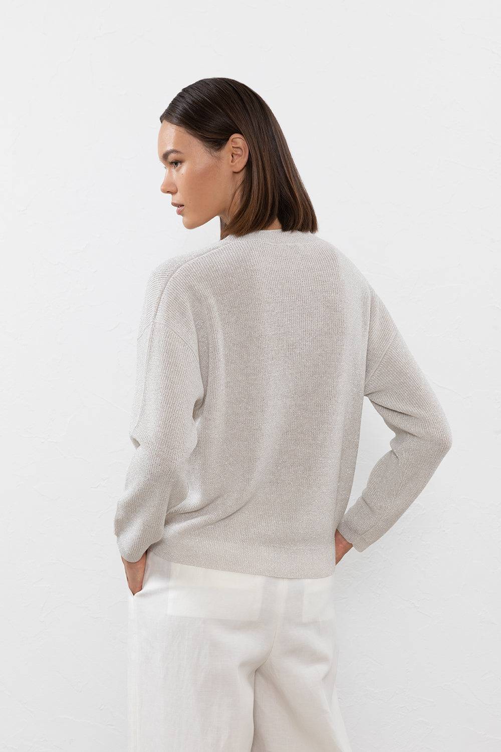 Peserico Maglia in filato di lino cotone crepe e lurex Soddisfazione Garantita