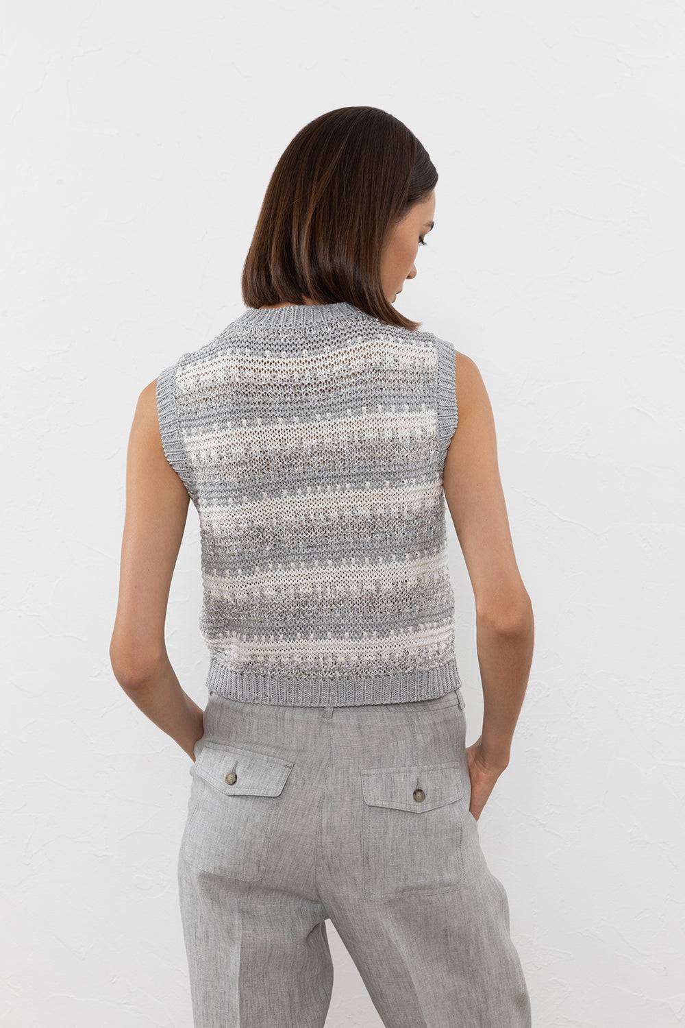 Peserico Top in filato di viscosa, lino, lurex e paillettes Presa