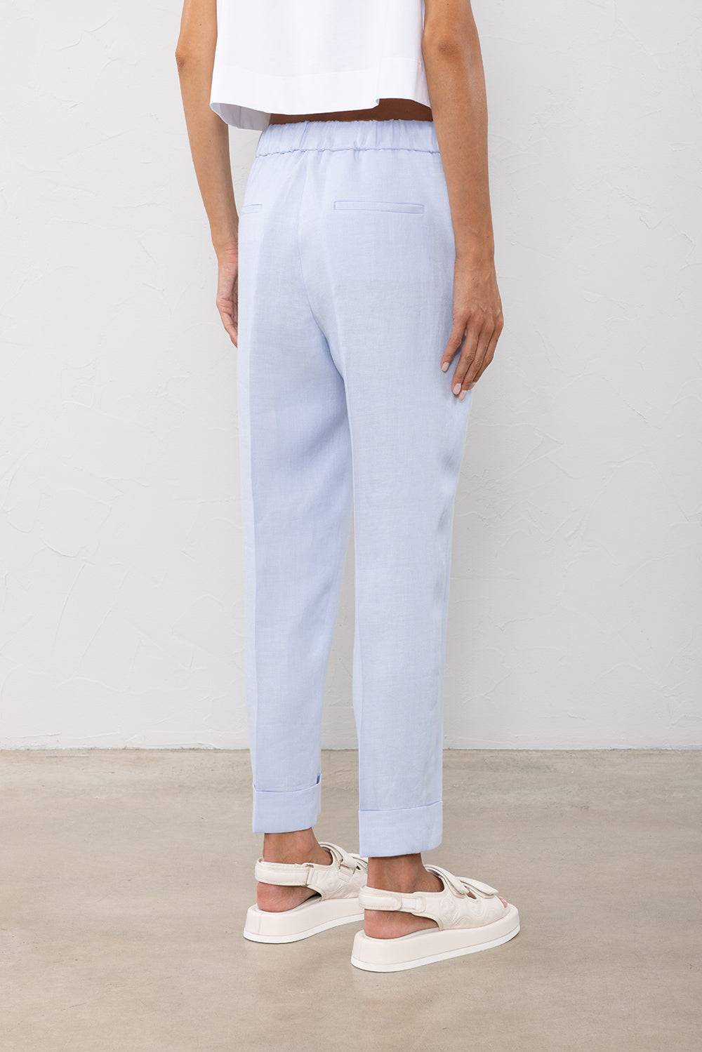 Peserico Pantalone in gabardina di puro lino Vendita Calda