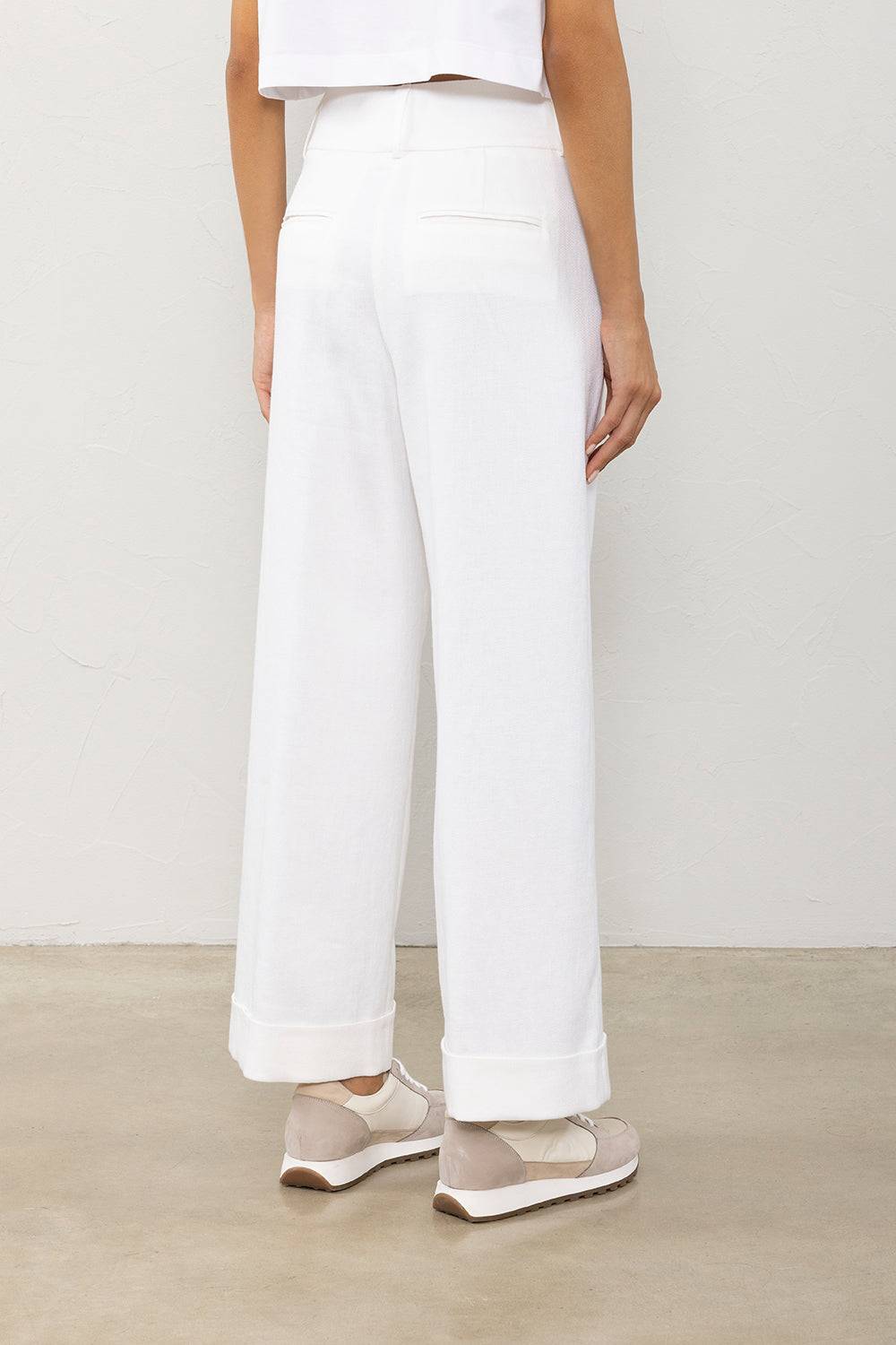 Peserico Pantalone in diagonale fluida di lino viscosa Vendite Flash