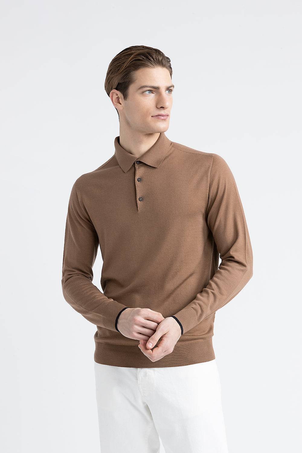 Peserico Maglia scollo a polo in pura lana vergine