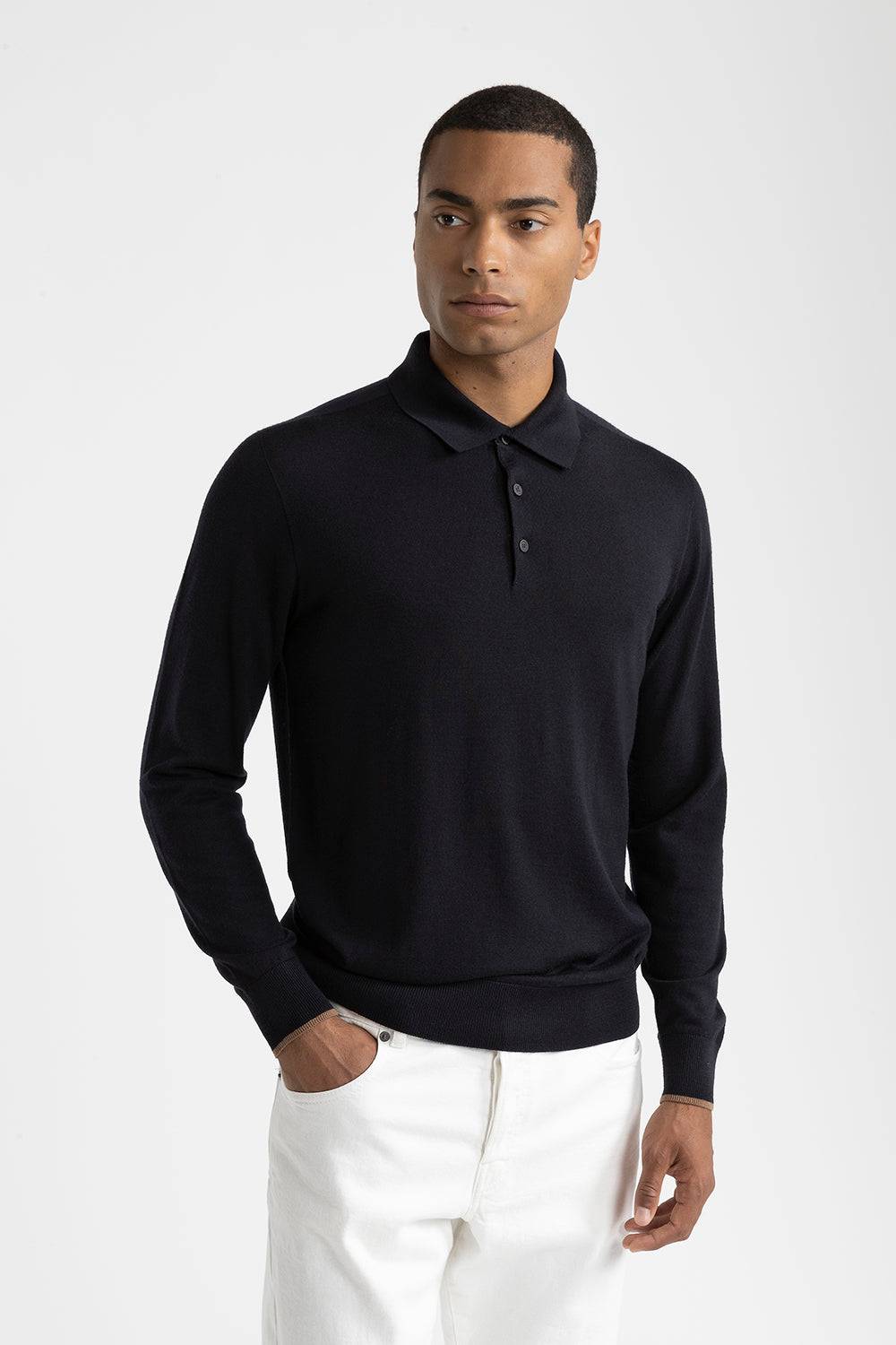 Peserico Maglia scollo a polo in pura lana vergine
