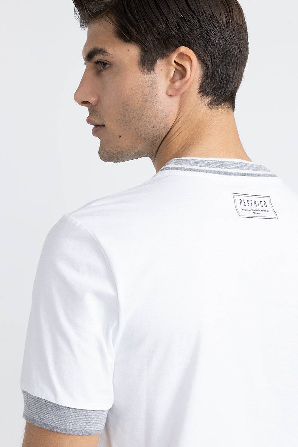 Peserico T-shirt in jersey di cotone con dettagli tricot Economico