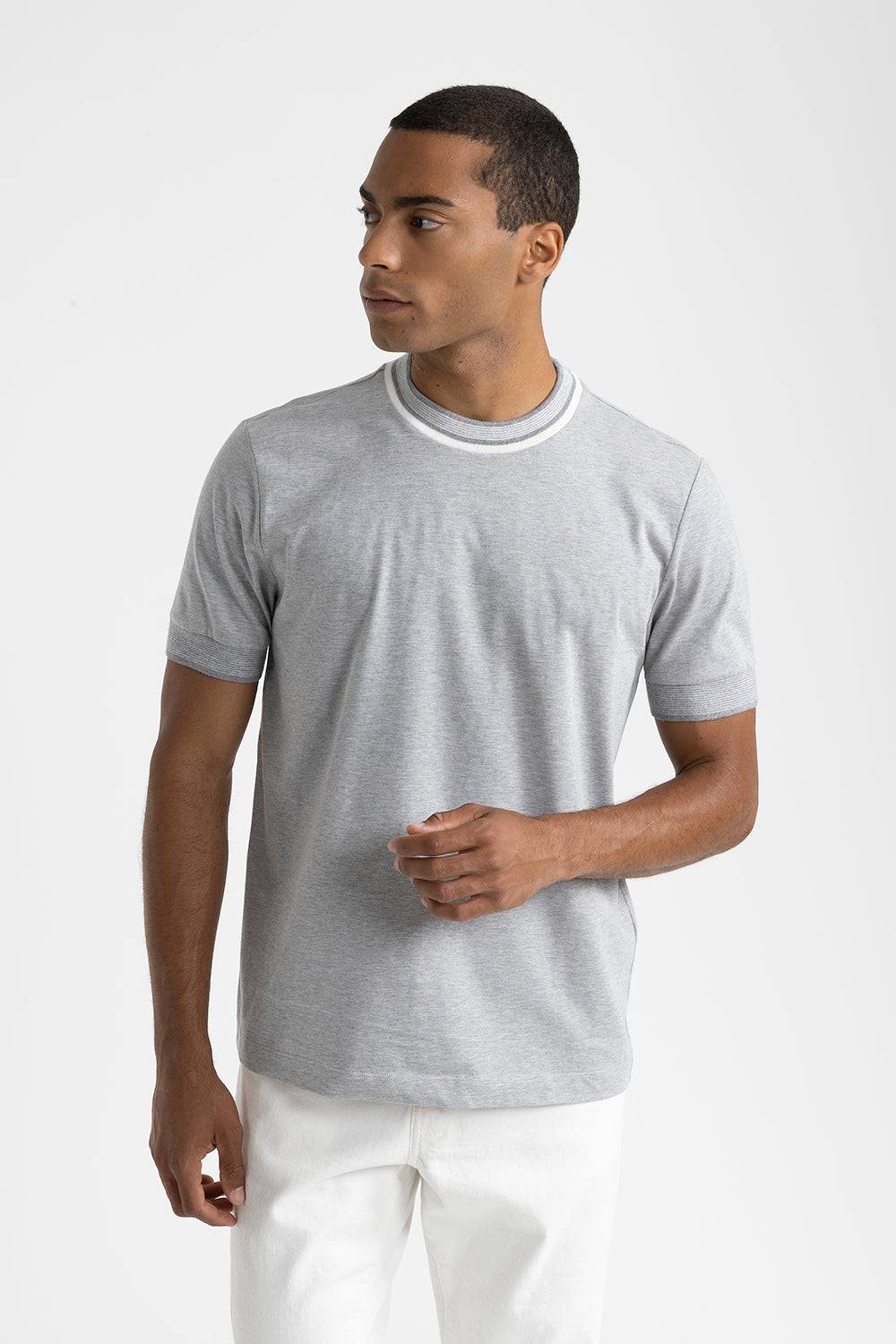 Peserico T-shirt in jersey di cotone con dettagli tricot