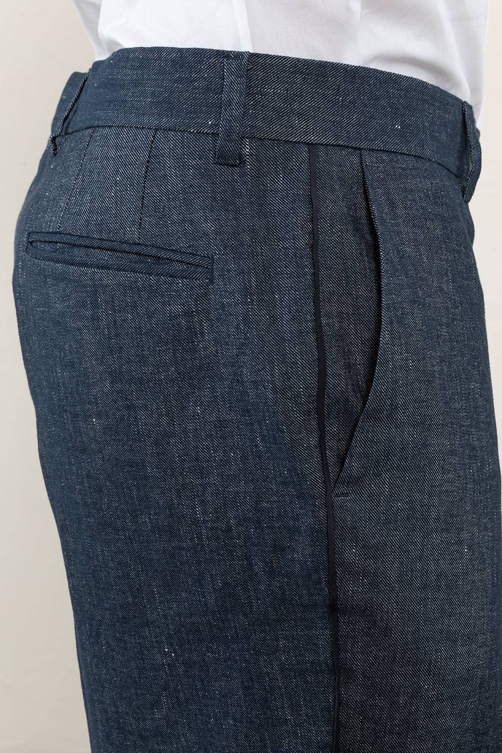 Peserico Pantalone flat in lino cotone In Vendita