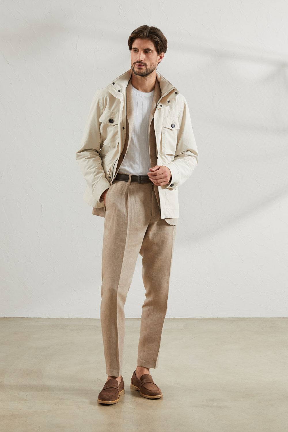 Peserico Pantalone chino in chevron di puro lino Saldi