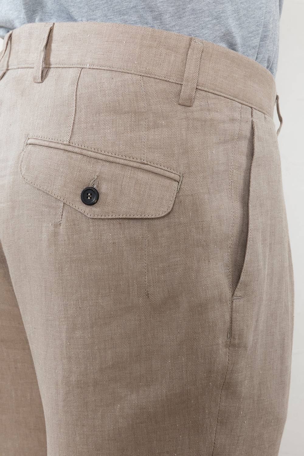 Peserico Pantalone chino in chevron di puro lino Saldi