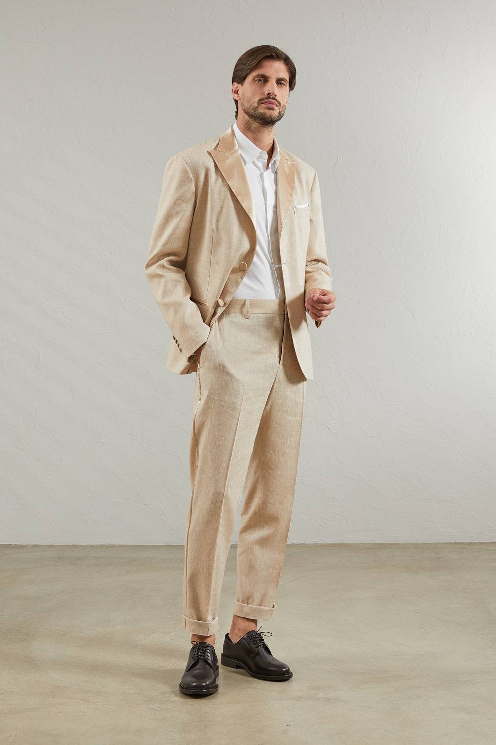 Peserico Pantalone classico in tela Estrato di lana e lino Italy