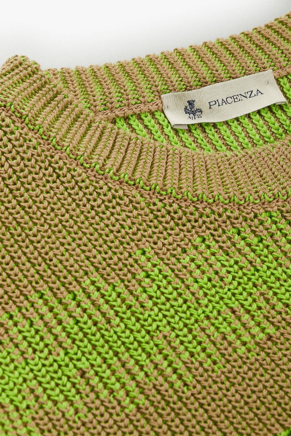 Piacenza 1733 Maglione ikat striped cob naturale e verde fluo Novità