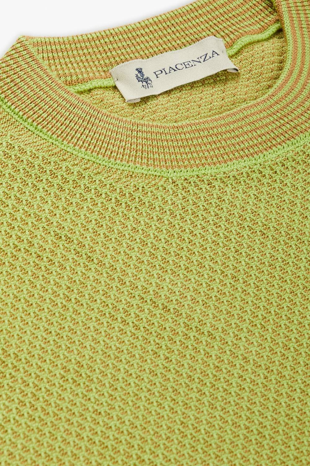 Piacenza 1733 Maglia maniche lunghe two tone slip verde fluo e naturale Economico