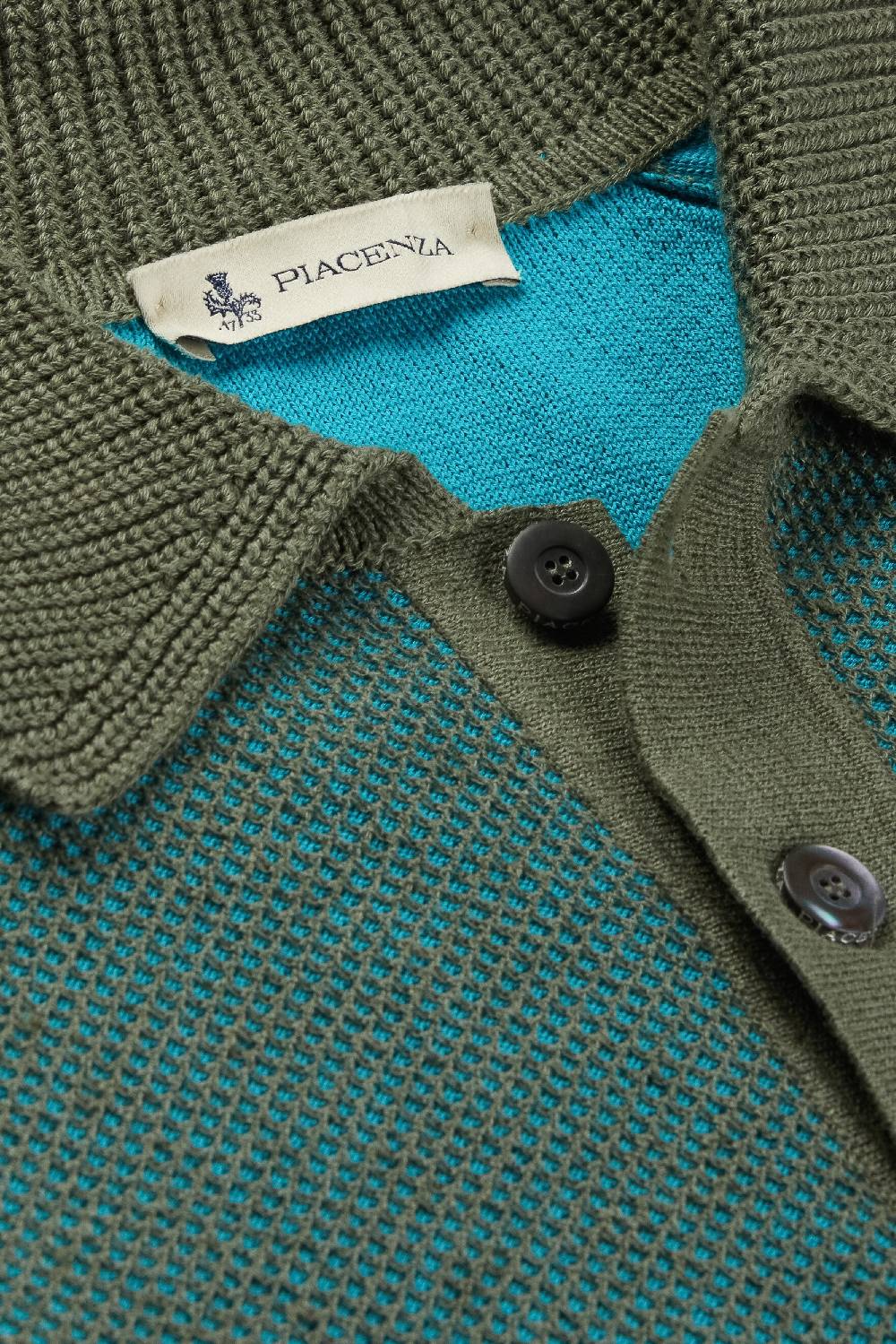 Piacenza 1733 Polo maniche lunghe two tone honey comb verde Hotsell