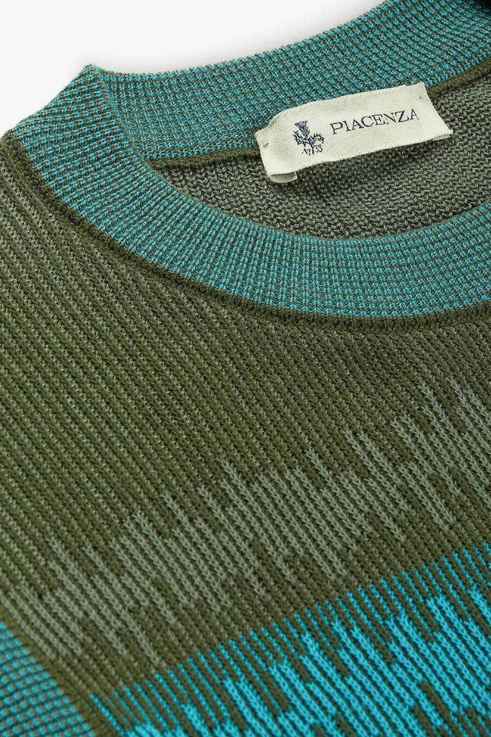 Piacenza 1733 Gilet ikat striped rib verde chiaro e scuro Saldi Di Fabbrica