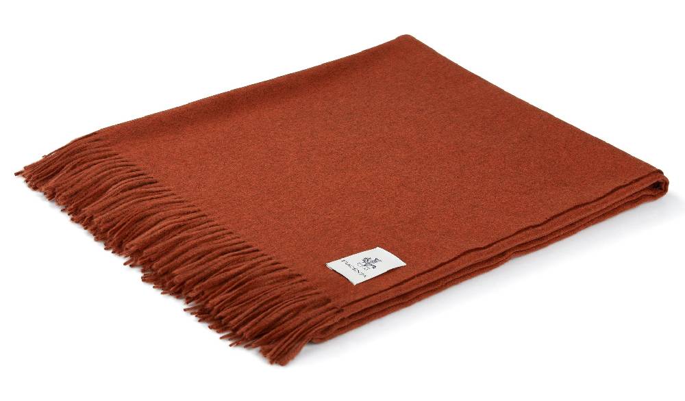 Piacenza 1733 Aeternum Plaid mattone in puro Cashmere In Saldo