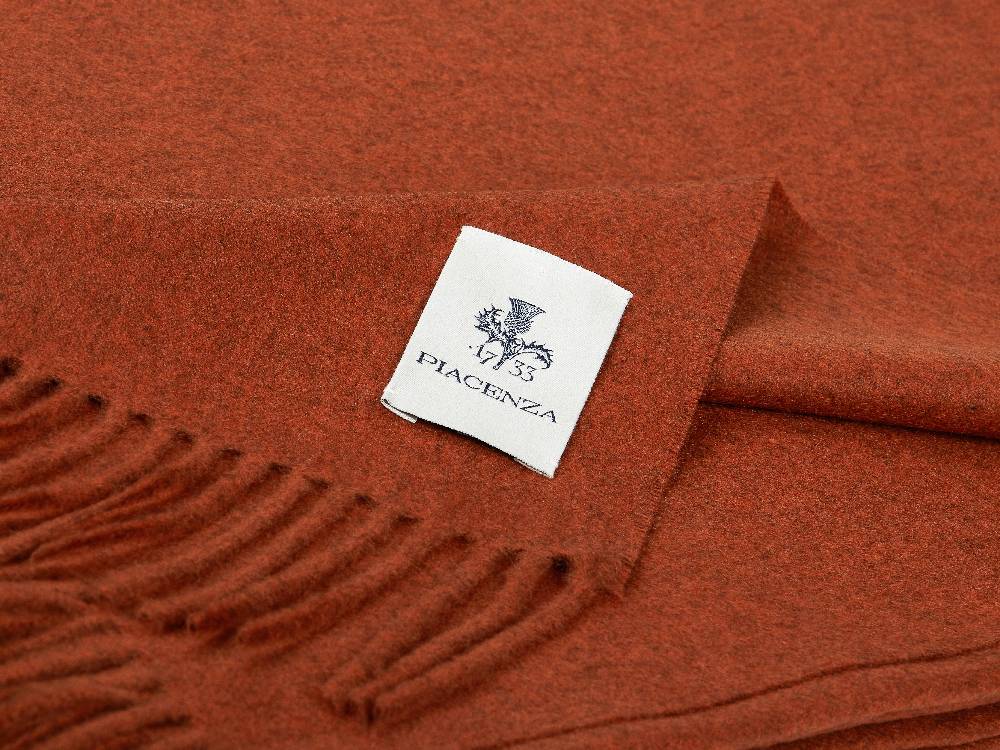 Piacenza 1733 Aeternum Plaid mattone in puro Cashmere In Saldo