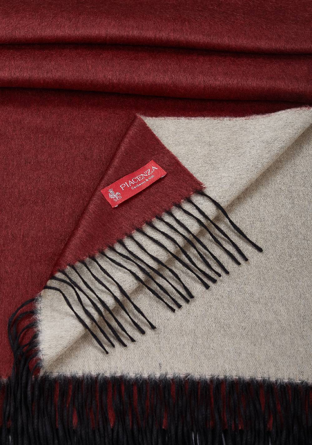Piacenza 1733 MIRROR Plaid double bianco e bordeaux Promozione