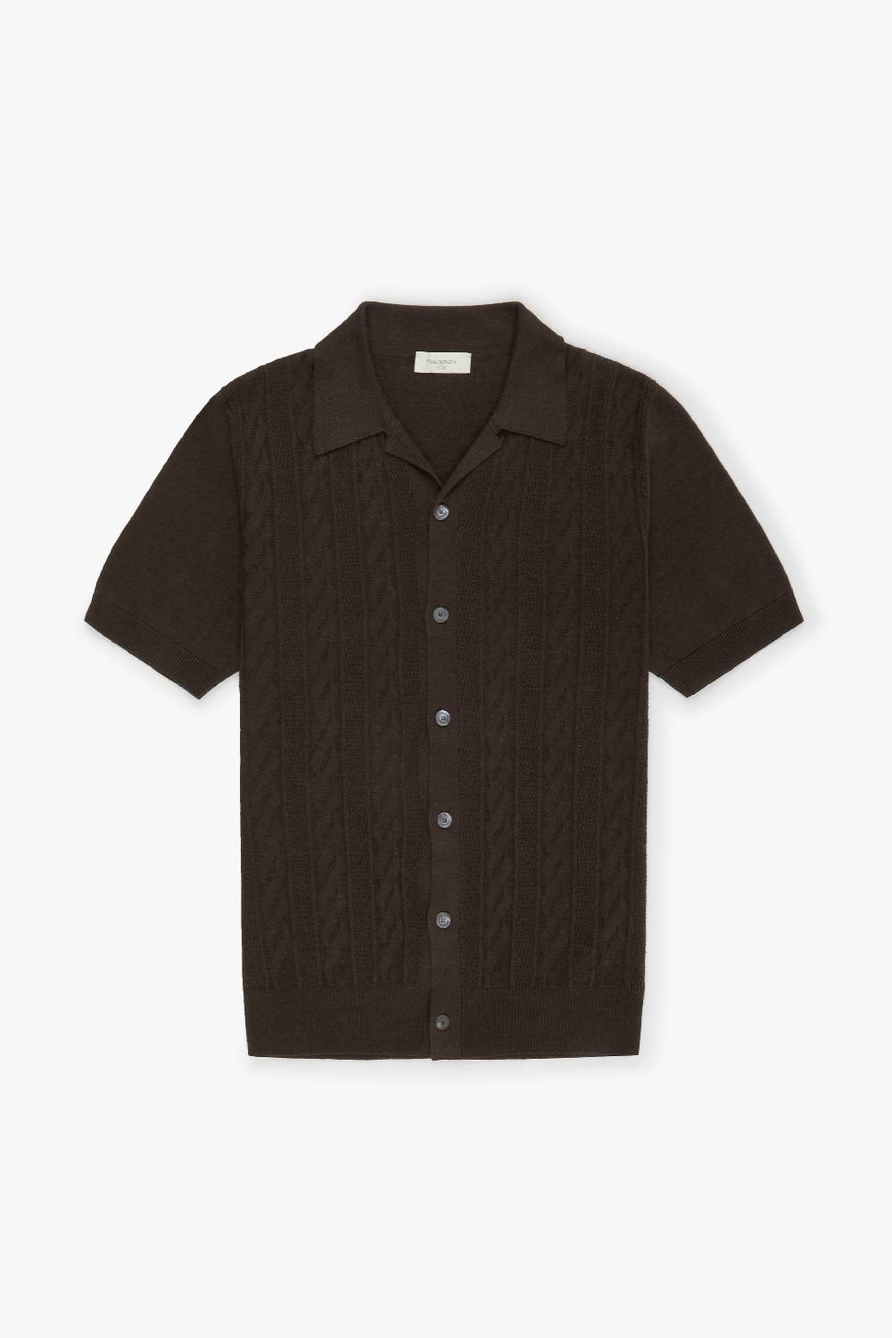 Piacenza 1733 Camicia maniche corte sand and wave marrone Nuovo