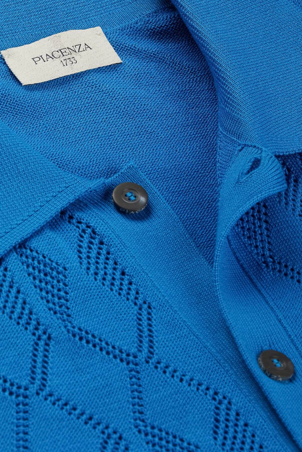 Piacenza 1733 Camicia maniche corte crochet blu elettrico Qualità
