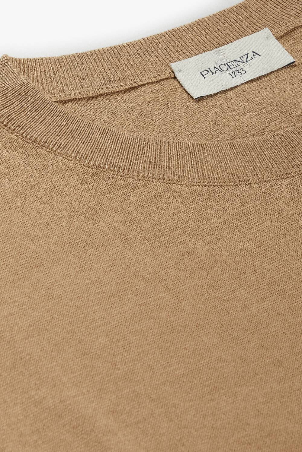 Piacenza 1733 Maglia maniche lunghe double needle nocciola Soddisfazione Garantita