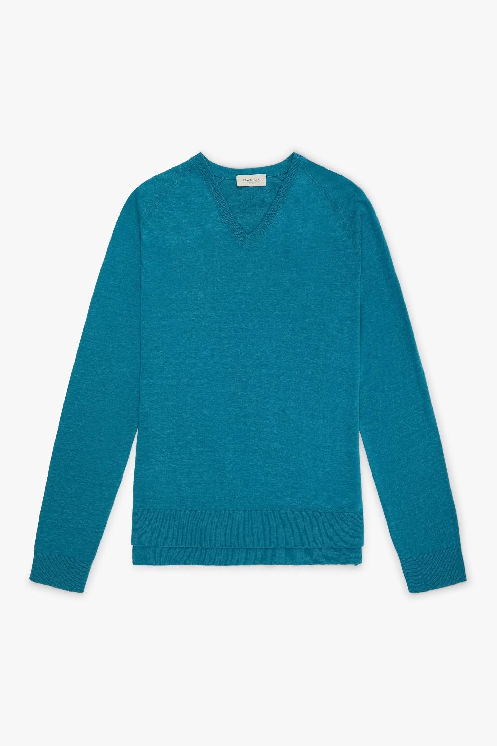 Piacenza 1733 Maglia maniche lunghe scollo a V verde oceano Qualità Garantita