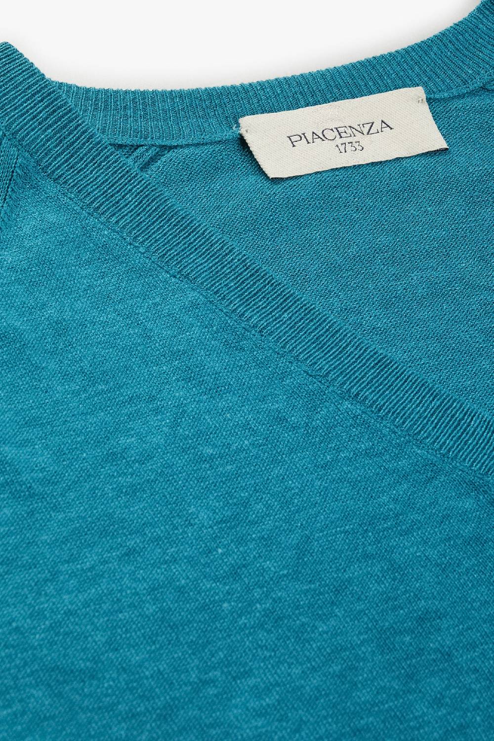Piacenza 1733 Maglia maniche lunghe scollo a V verde oceano Qualità Garantita