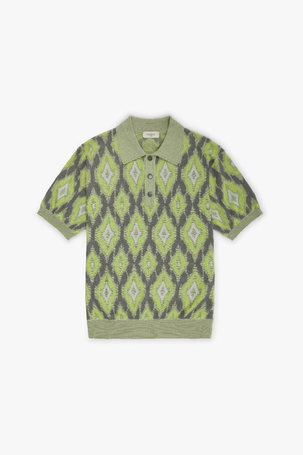 Piacenza 1733 Polo fil a fil ikat argyle jacquard verde Promozione Limitata